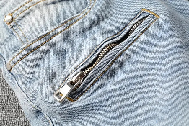 Balmain Blue Gold Jeans en denim light-wash avec couture contrast 8