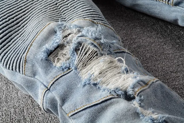 Balmain Blue Gold Jeans en denim light-wash avec couture contrast 10