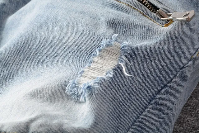 Balmain Blue Gold Jeans en denim light-wash avec couture contrast 13