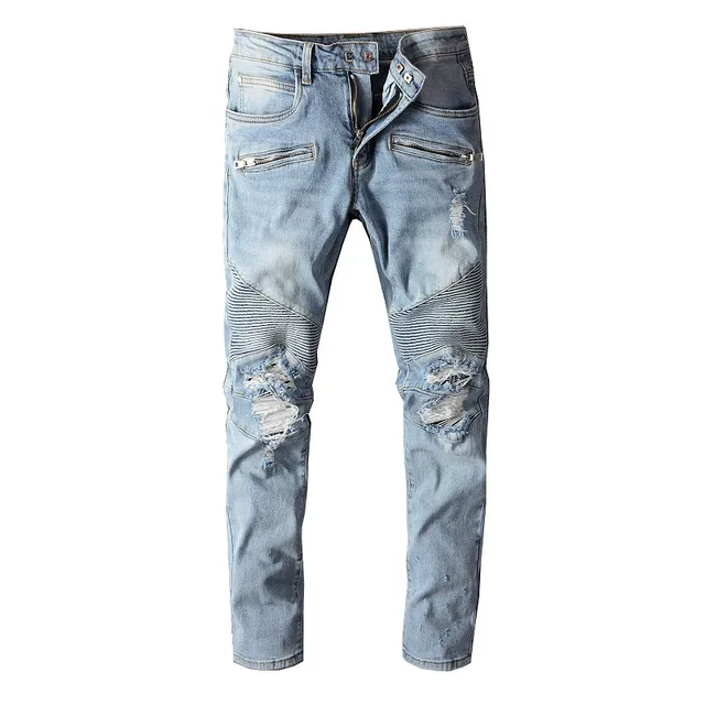Balmain Blue Gold Jeans en denim light-wash avec couture contrast 15
