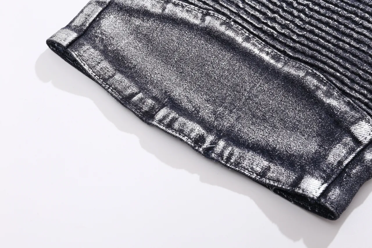 Balmain Distressed Black Moto-Panelled Denim Shorts 16