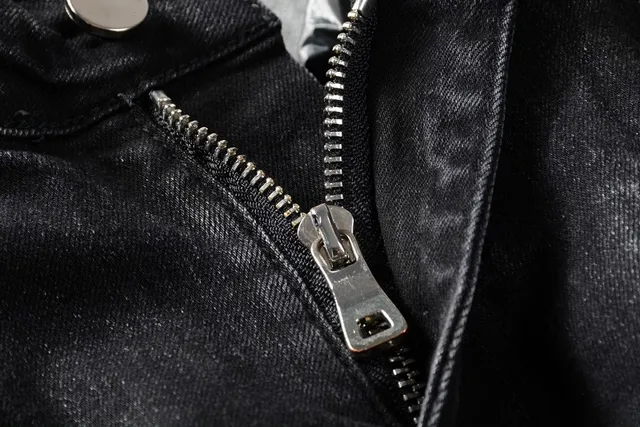 Balmain Distressed Black Moto-Style Zipper Pocket Jeans 3