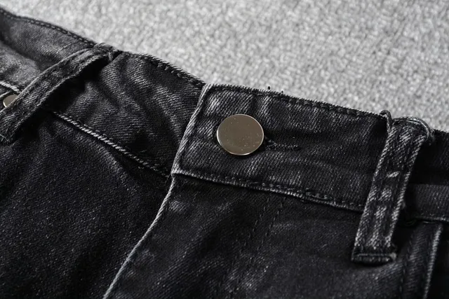 Balmain Distressed Black Moto-Style Zipper Pocket Jeans 6