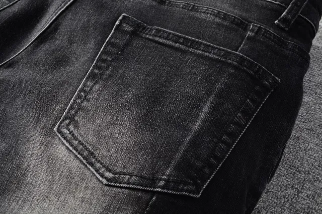 Balmain Distressed Black Moto-Style Zipper Pocket Jeans 12