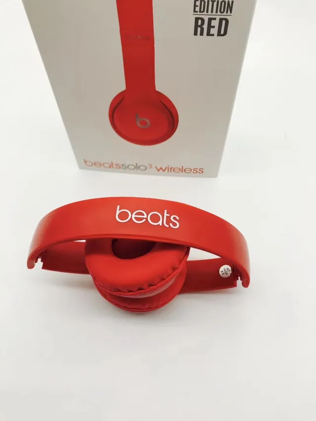 Beats Solo أحمر أبيض مات فينيش مدمج FM/MP3 تحكم سماعات فوق الأذن 2