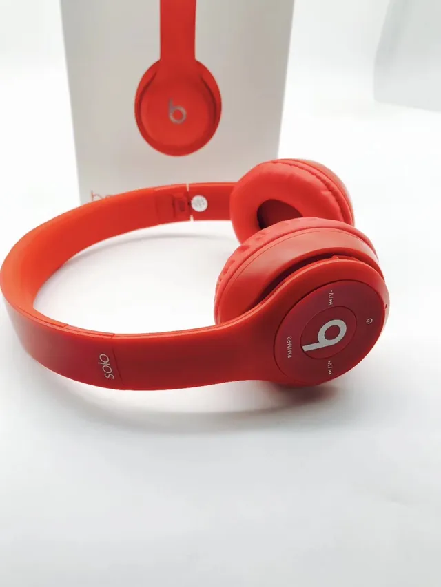 Beats Solo أحمر أبيض مات فينيش مدمج FM/MP3 تحكم سماعات فوق الأذن 3