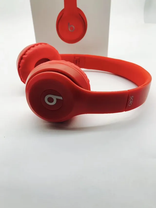 Beats Solo أحمر أبيض مات فينيش مدمج FM/MP3 تحكم سماعات فوق الأذن 4