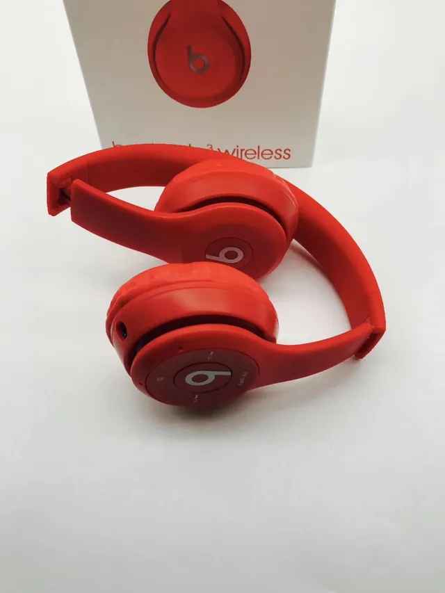 Beats Solo أحمر أبيض مات فينيش مدمج FM/MP3 تحكم سماعات فوق الأذن 5