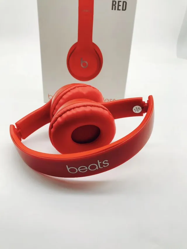 Beats Solo أحمر أبيض مات فينيش مدمج FM/MP3 تحكم سماعات فوق الأذن 6