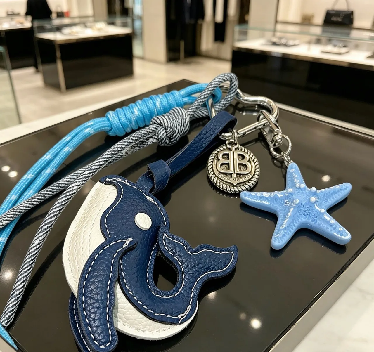 Billionaire Boys Club Navy Blue Leather Whale Charm Rope Strap Jewelry 2