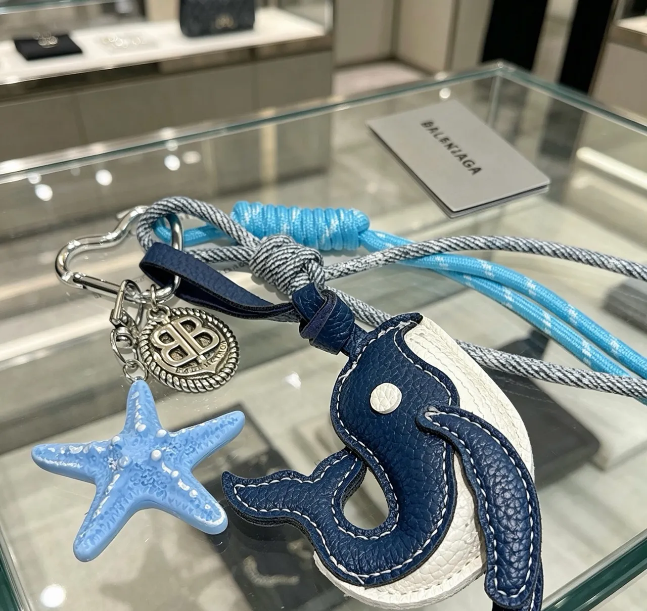 Billionaire Boys Club Navy Blue Leather Whale Charm Rope Strap Jewelry 6