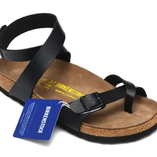 Birkenstock Arizona কালো চামড়ার ক্যাজুয়াল স্যান্ডেল