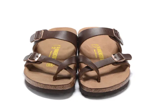 Birkenstock Arizona Brown Leather Two-Strap Casual Sandals 5
