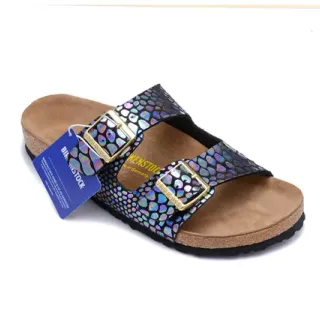 Birkenstock Arizona Sandales casuales à impression d'écailles iridescentes