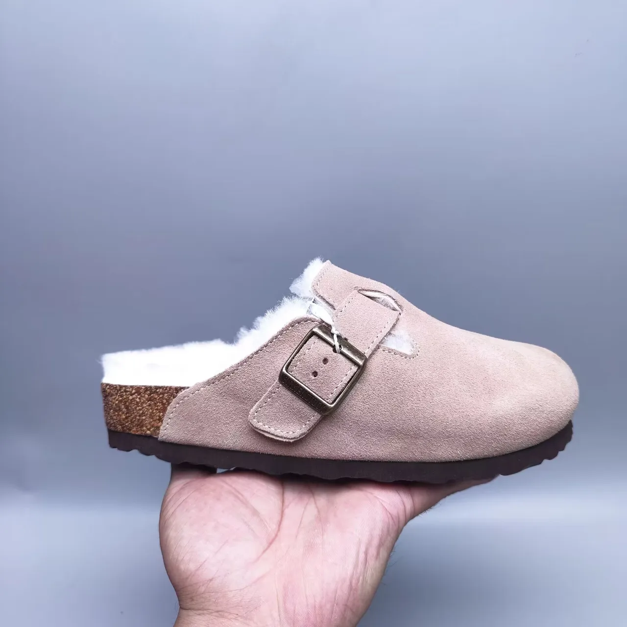Birkenstock Arizona وردي أبيض مات علوي مبطن بـ Shearling حذاء كاجوال 4