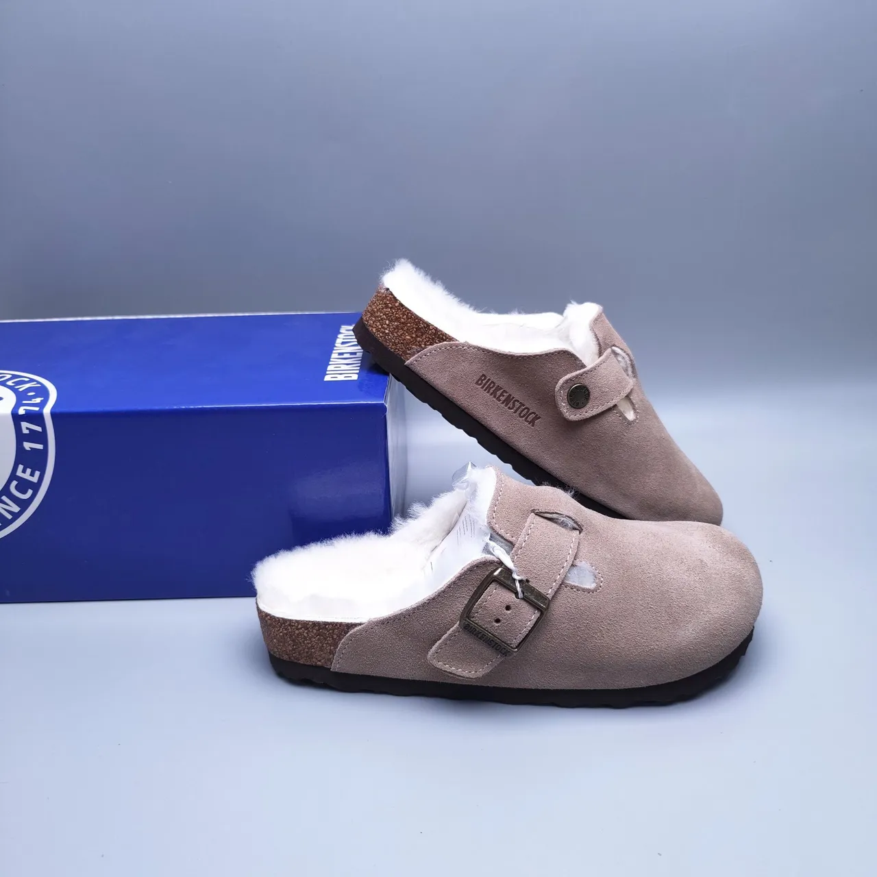 Birkenstock Arizona وردي أبيض مات علوي مبطن بـ Shearling حذاء كاجوال 7
