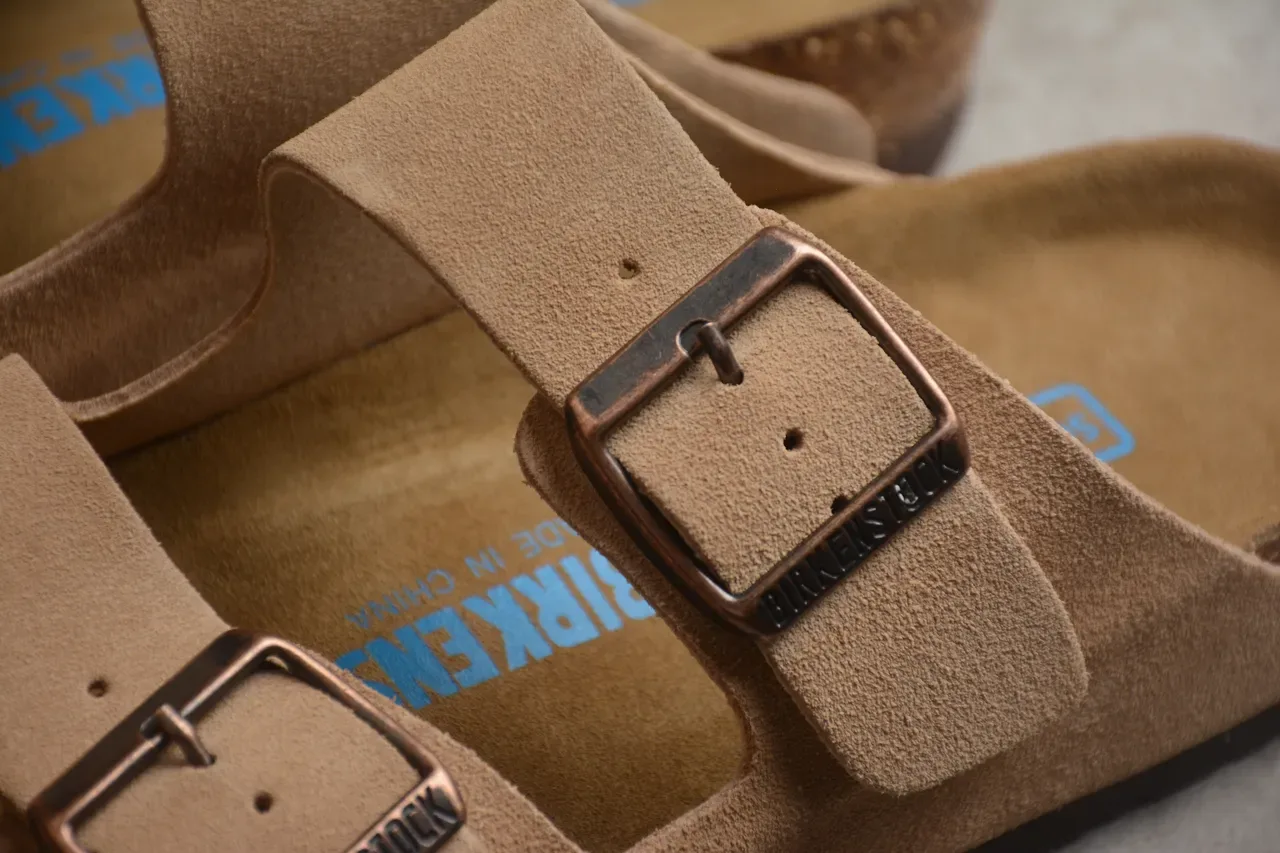 Birkenstock Arizona Tan Suede Two-Strap Casual Sandals 6