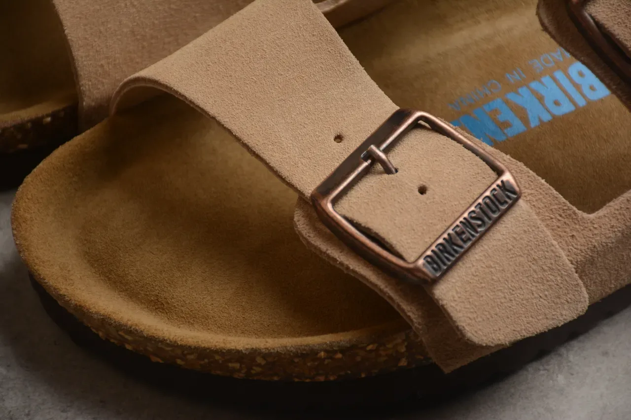 Birkenstock Arizona Tan Suede Two-Strap Casual Sandals 7