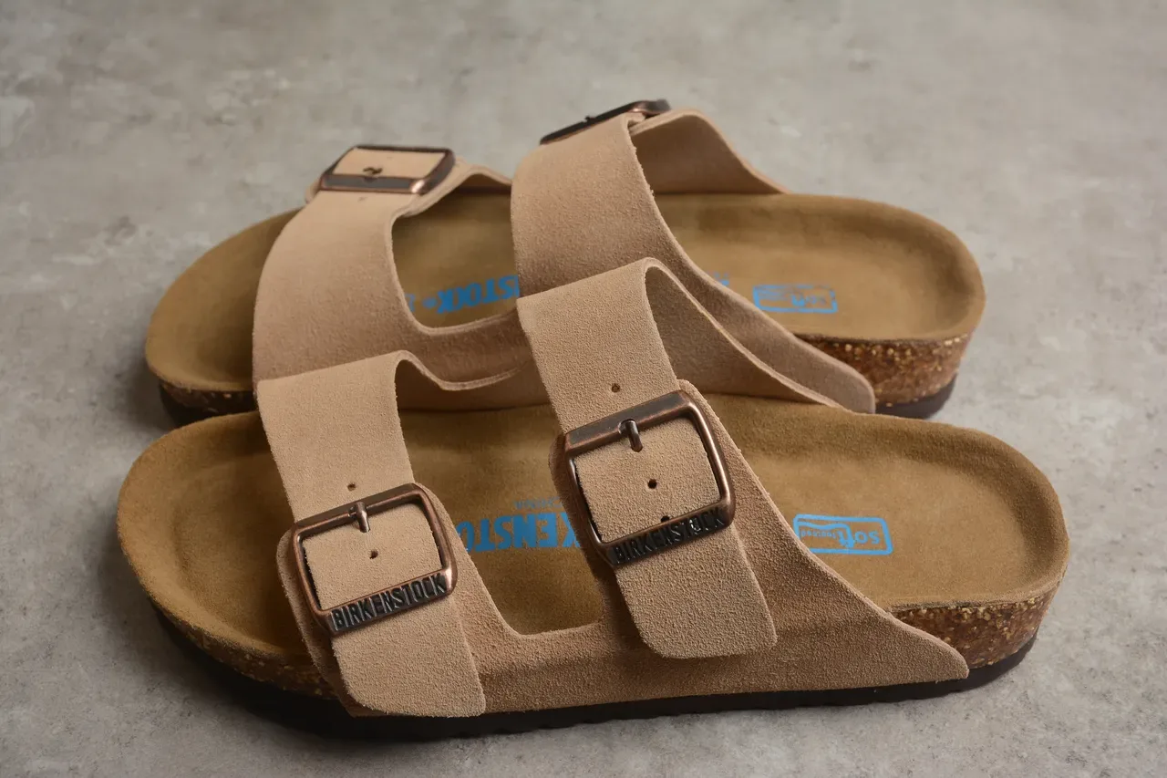 Birkenstock Arizona Tan Suede Two-Strap Casual Sandals 8