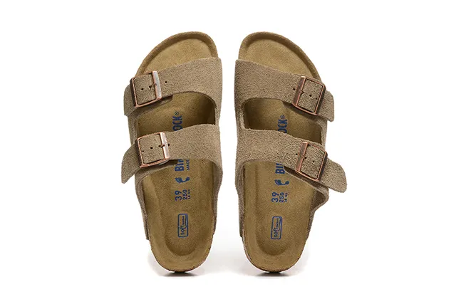 Birkenstock Arizona Sandales casual en daim taupe 2