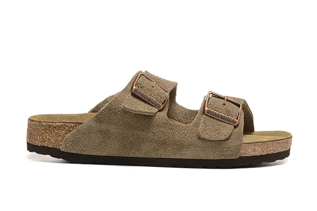 Birkenstock Arizona Sandales casual en daim taupe 6
