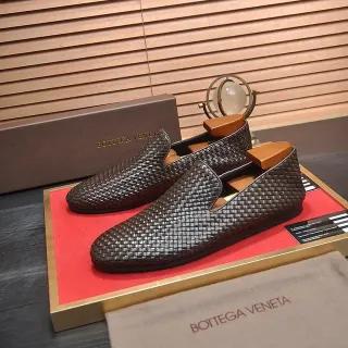 Bottega Veneta Andiamo Brown Beige Intrecciato Woven Leather Slip-On Loafer
