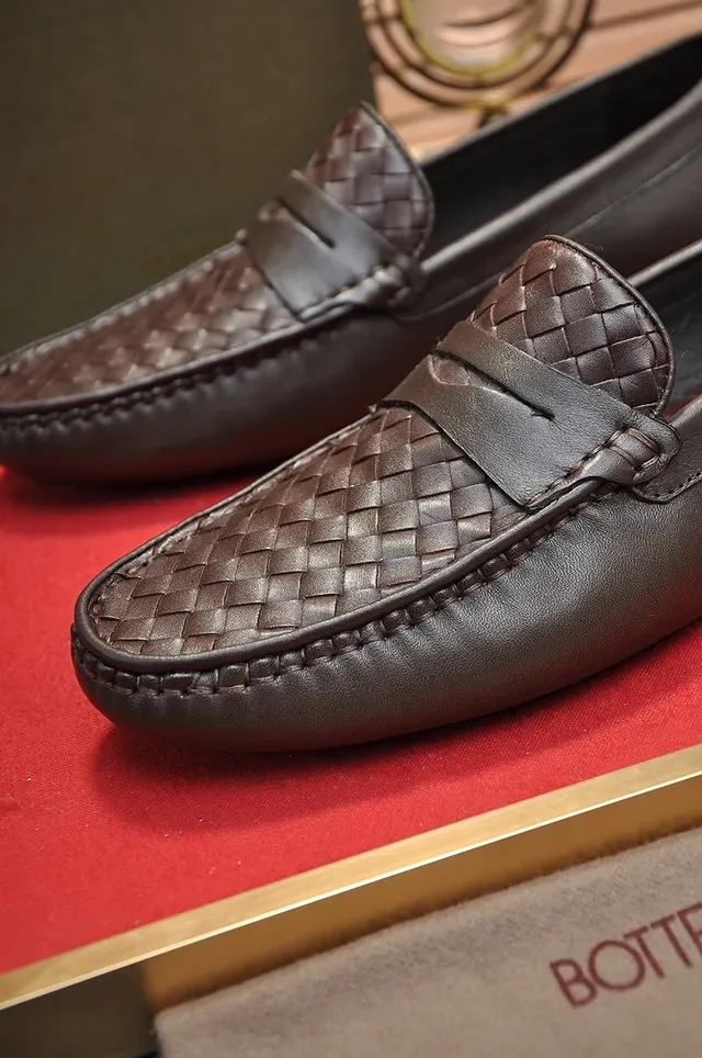Bottega Veneta Brown Black Intrecciato Woven Leather Penny Strap Loafer 2