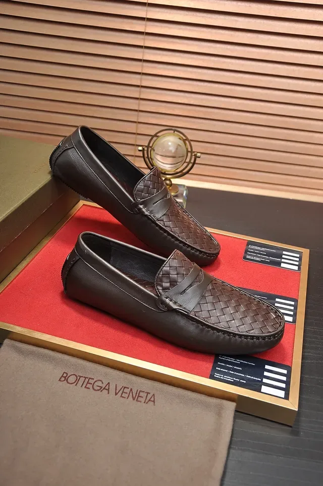 Bottega Veneta Brown Black Intrecciato Woven Leather Penny Strap Loafer 4