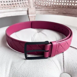 Bottega Veneta Cassette Intrecciato Pink Leather Belt