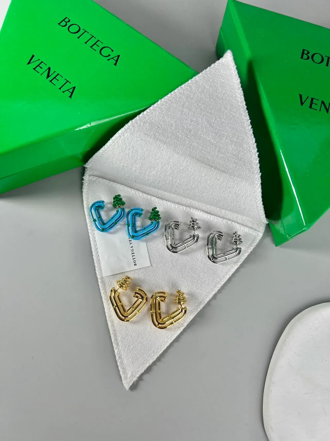 Bottega Veneta Geometric Open-Frame Gold-Tone Earrings 3