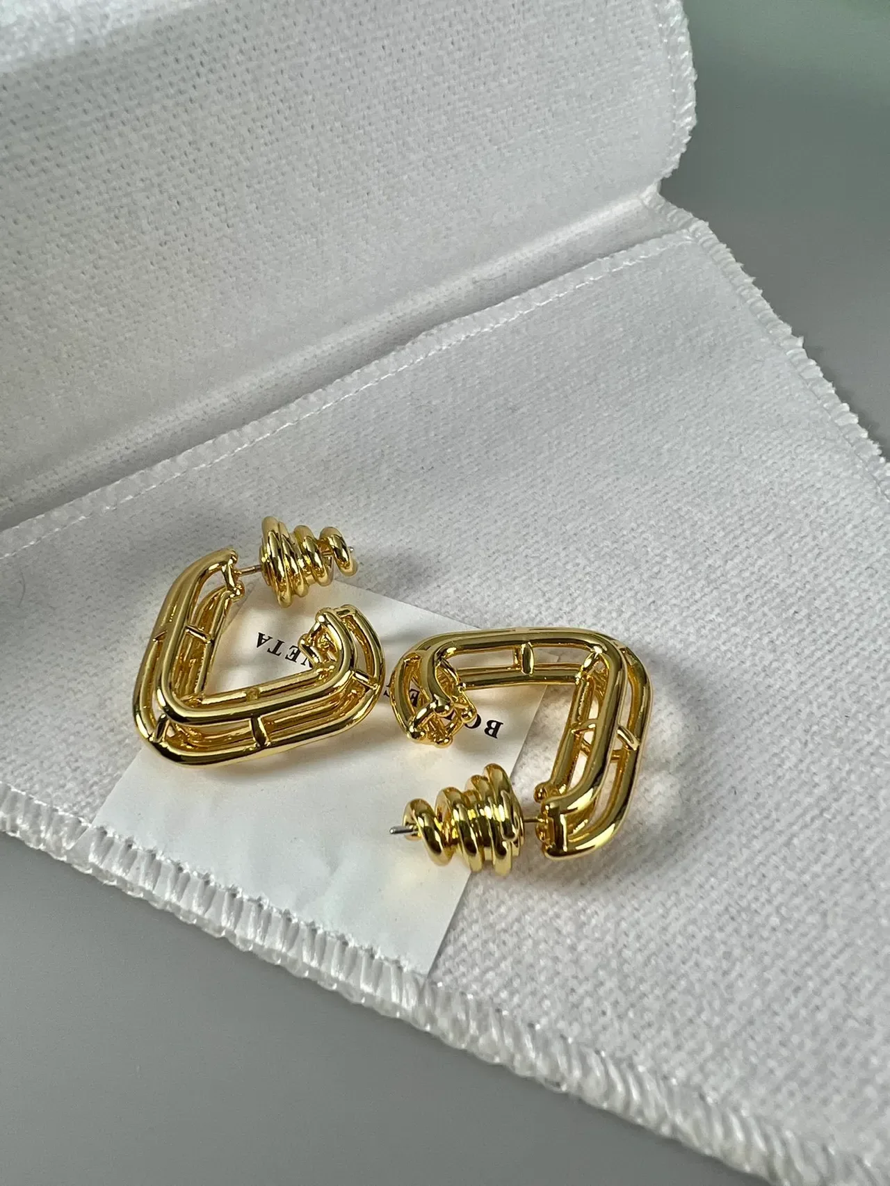 Bottega Veneta Geometric Open-Frame Gold-Tone Earrings 7