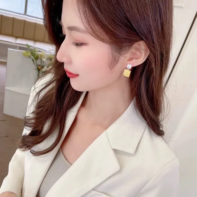 Bottega Veneta Boucles d'oreilles à double pierre en or vert taille carrée 6
