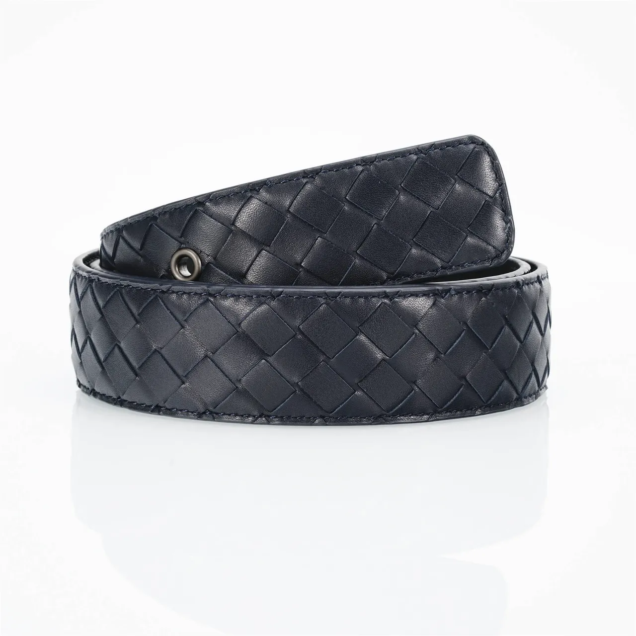 Bottega Veneta Intrecciato Cinto de couro navy tecido 3