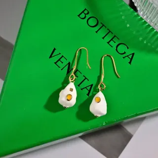 Bottega Veneta Sculptural White Enamel and Gold-Tone Yellow Inlay Earrings