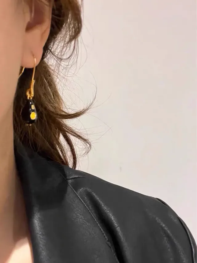 Bottega Veneta Sculptural White Enamel and Gold-Tone Yellow Inlay Earrings 4
