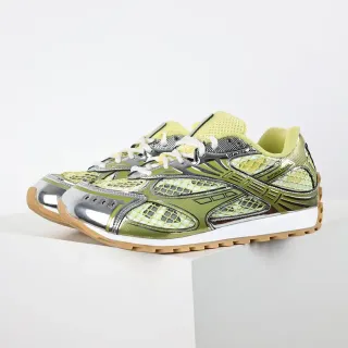 Bottega Veneta Track Trainer नींबू हरी चांदी जीवनशैली स्नीकर