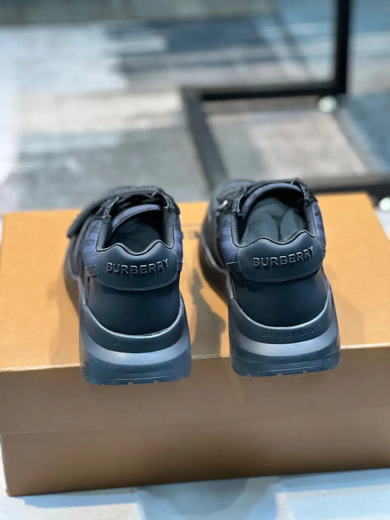 Burberry Black Navy Chunky Sole Logo Strap Sneakers 2