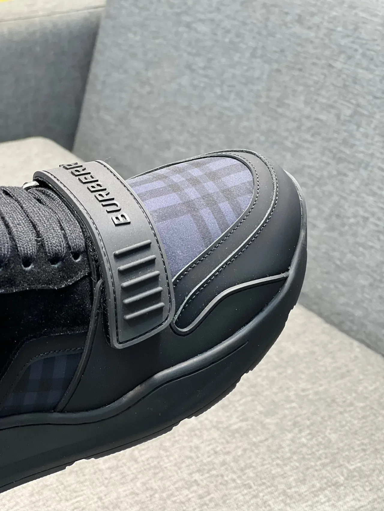 Burberry Black Navy Chunky Sole Logo Strap Sneakers 3