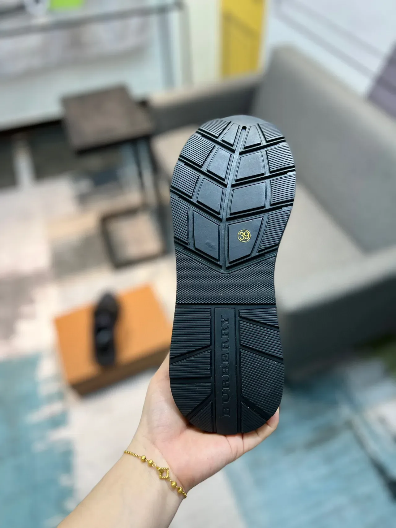 Burberry Black Navy Chunky Sole Logo Strap Sneakers 9