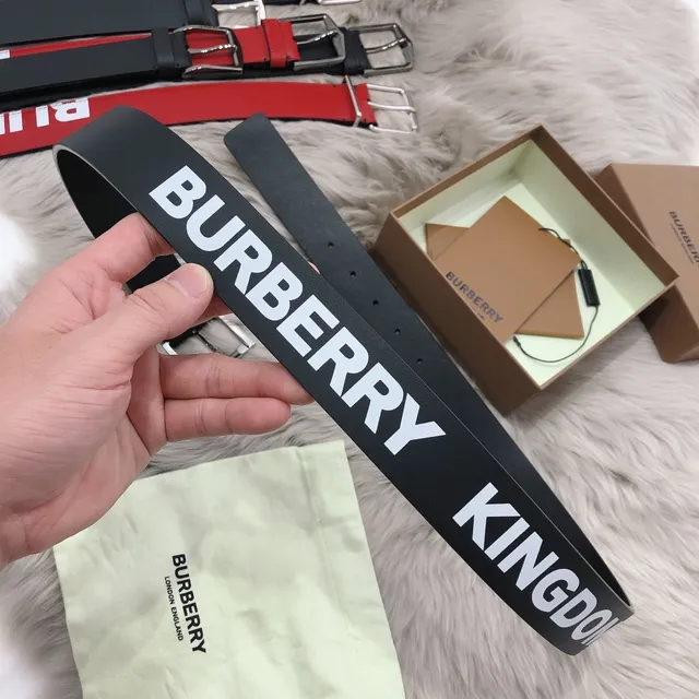 Burberry Black Silver Matte Rectangular Buckle Leather Belt 5
