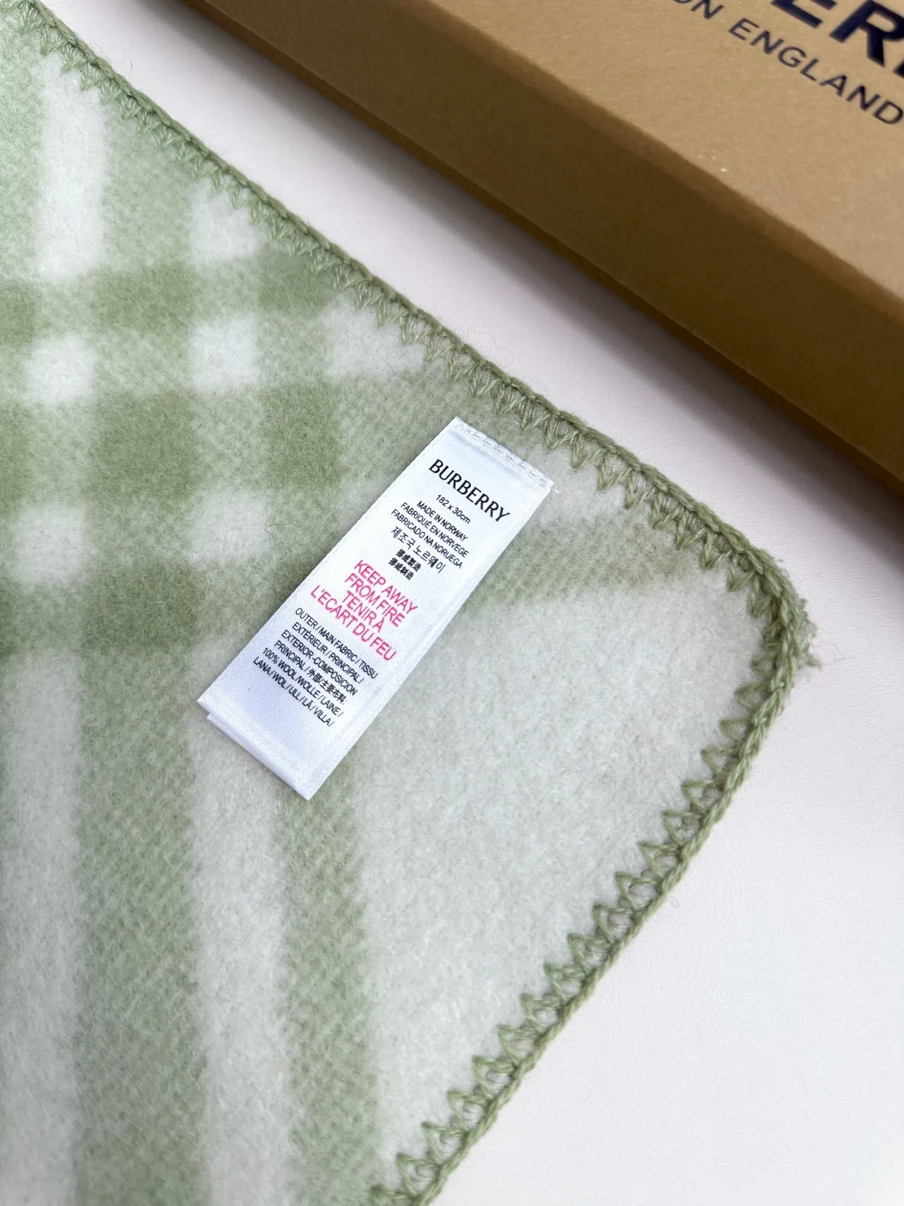 Burberry Cachecol Xadrez Plaid Verde Bege Aparência Lã Misturada Cachecol Caxemira 2