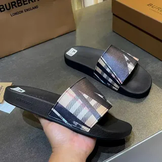 Burberry Check-Print Iridescent Strap Slippers