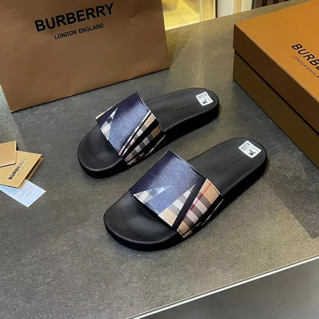 Burberry Check-Print Iridescent Strap Slippers 4