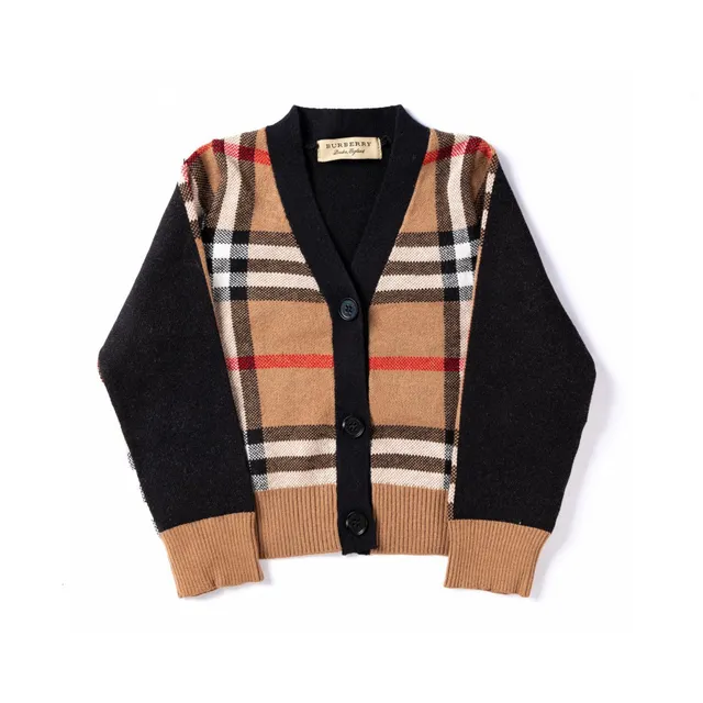 Burberry Classic Check Beige Black Pattern Button-Front Closure Cardigan 14