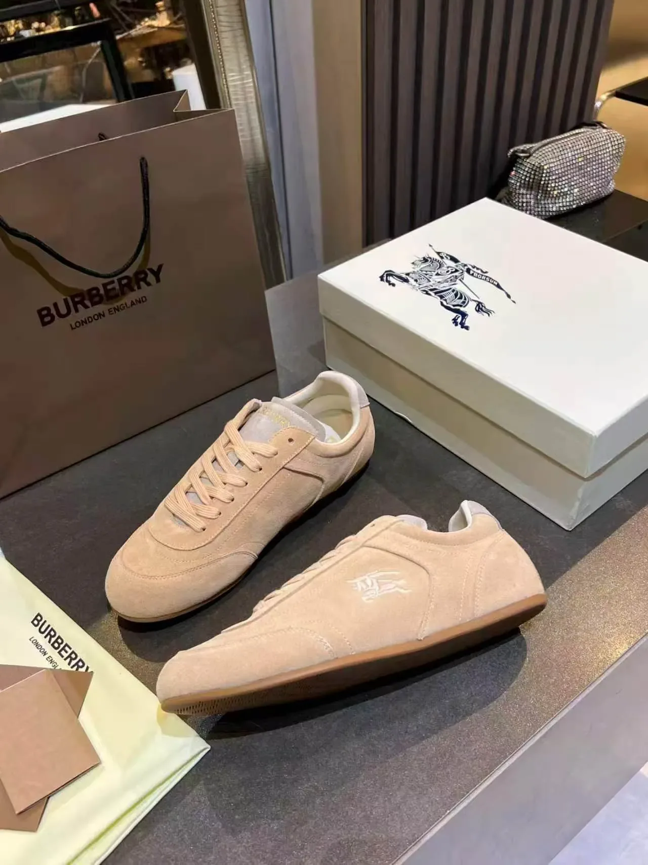 Burberry Knight Beige Suede Lifestyle Sneakers 3
