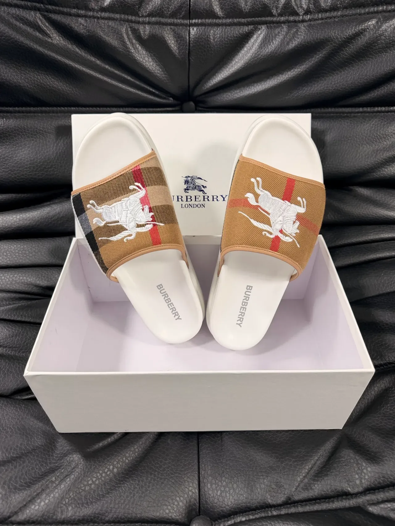 Burberry Knight Check Strap Slide Slippers 3