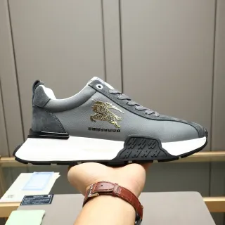 Burberry Knight Gray Suede and Leather Chunky Sneakers