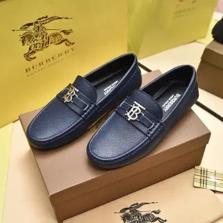 Burberry Knight Navy Peppled Leather Loafers