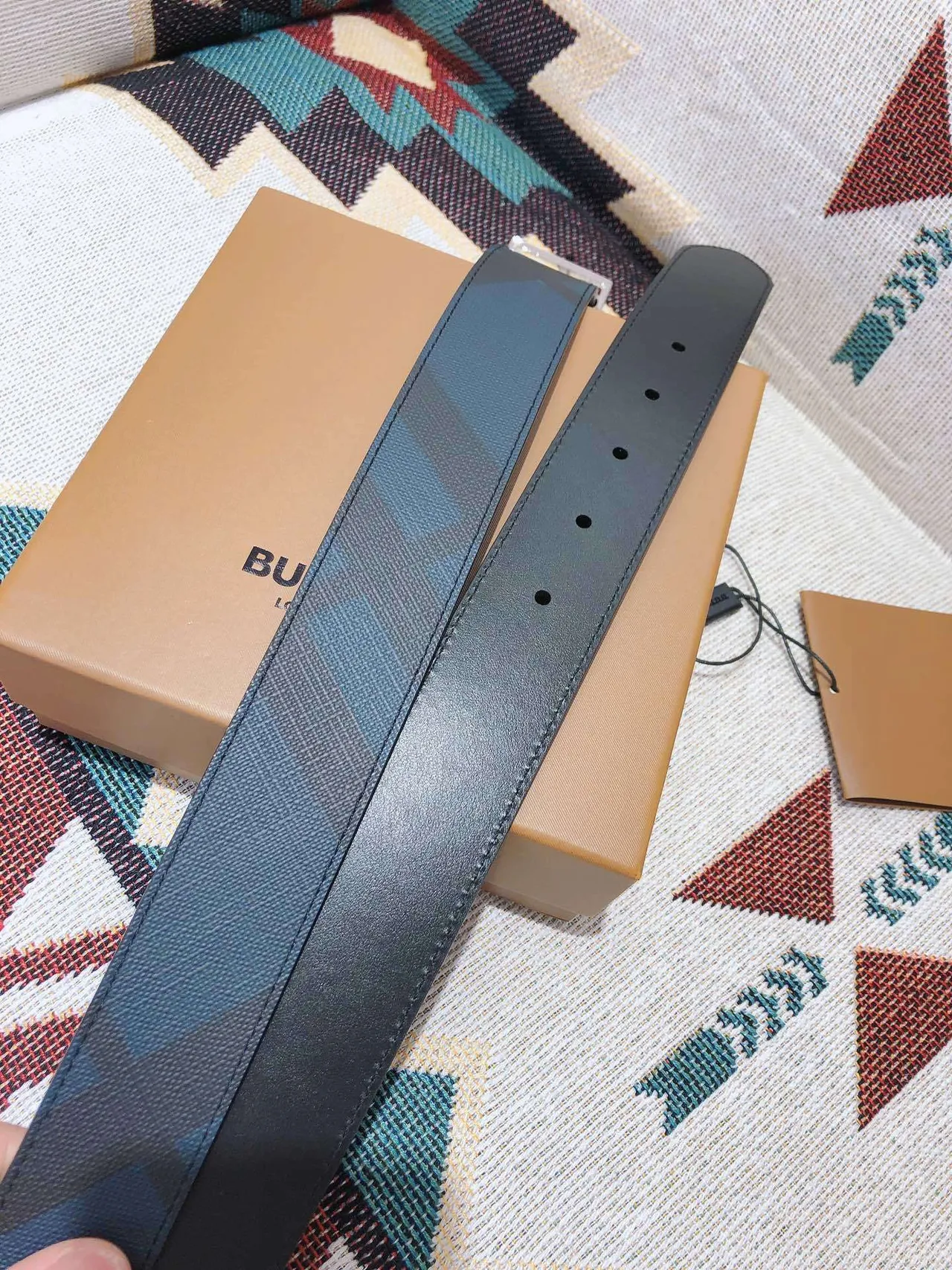 Burberry Knight Reversible Check Leather Belt 3