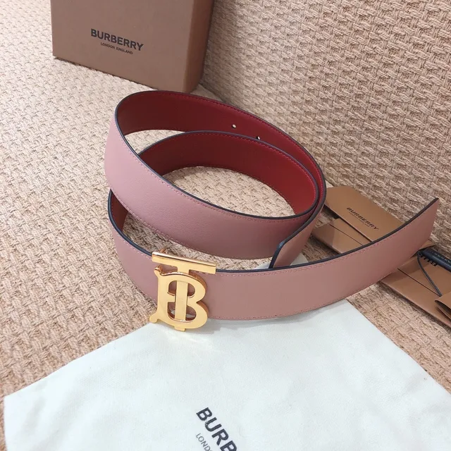 Burberry Knight reversível rosa e vermelho cinto de couro 8